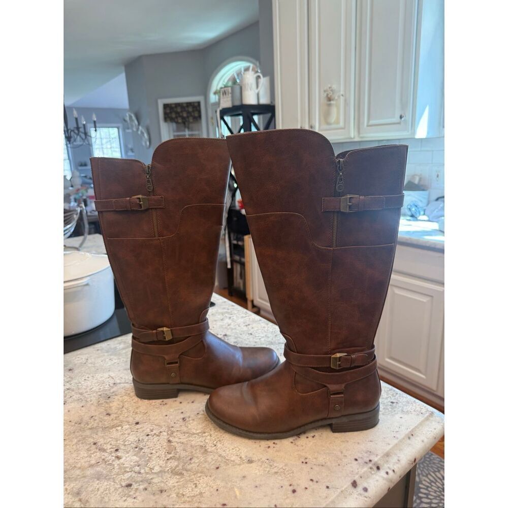 G by Guess Hilight Dark Brown Wide Calf Riding Boots sz 10 NIB